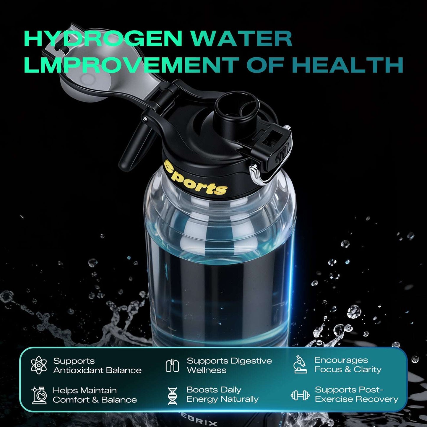 PUREPEBRIX X100 glass hydrogen water bottle all-day hydration 34oz - comparison