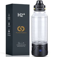 PUREPEBRIX X100 glass hydrogen water bottle 34oz borosilicate - front view