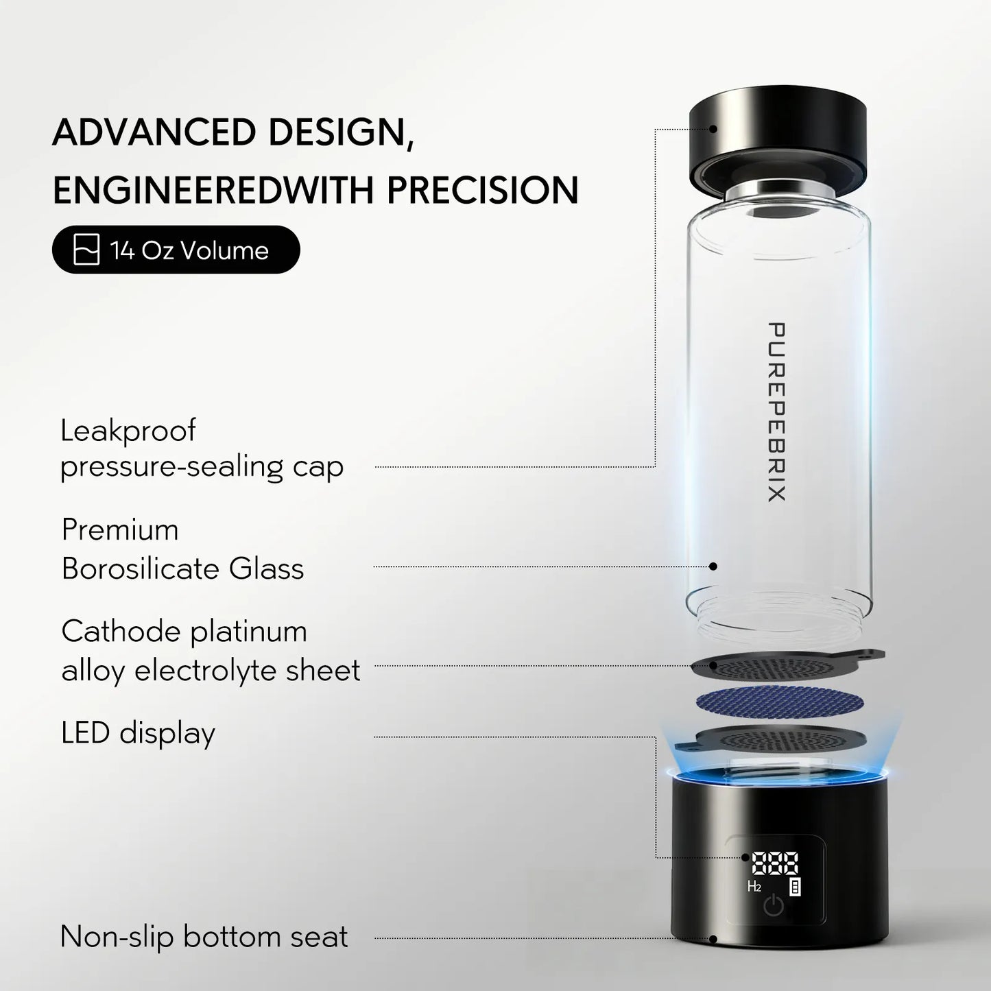 Glass Hydrogen Water Bottle Generator L100