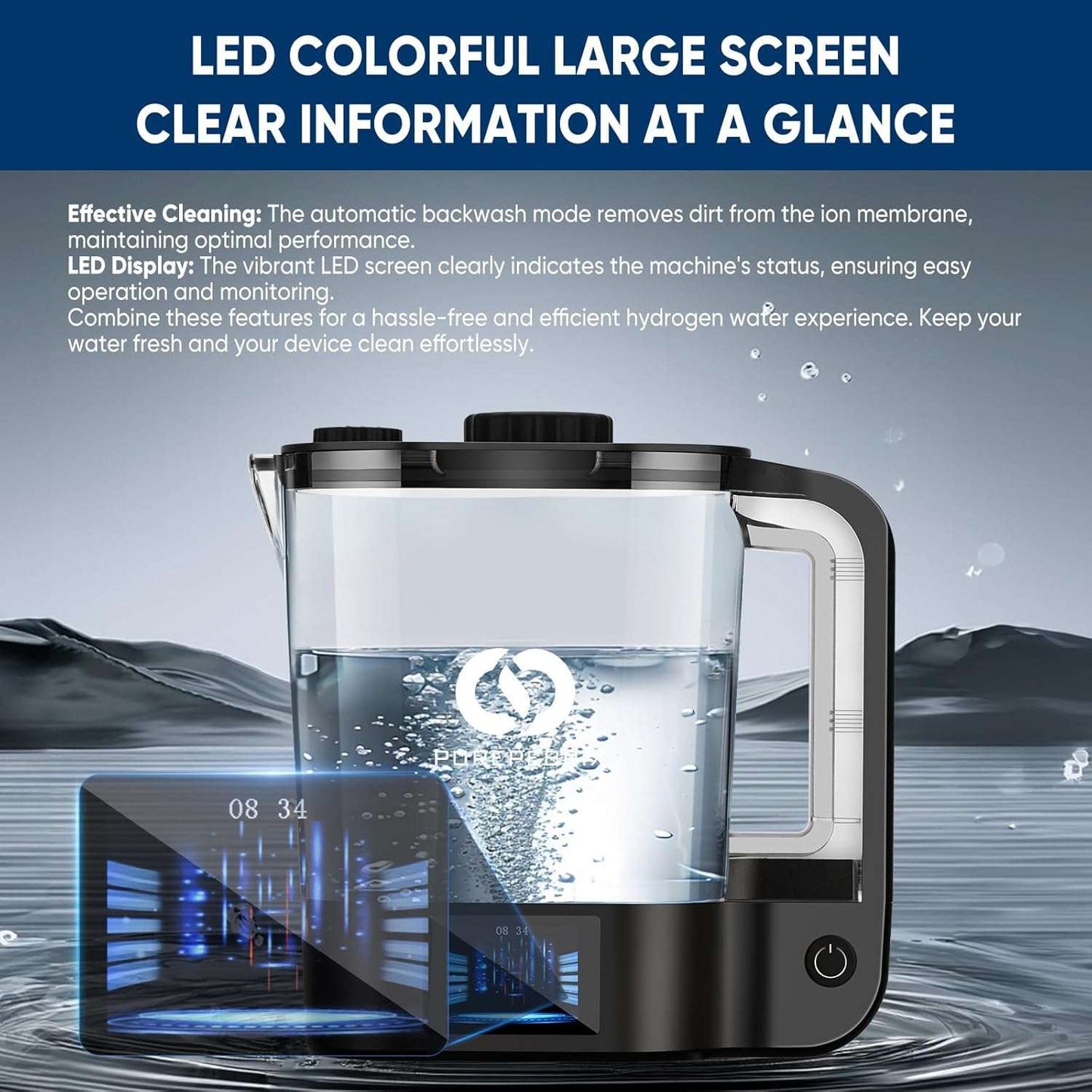 72 Ounces Hydrogen Water Ionizer Pitcher Generator Machine丨3000 PPB PUREPEBRIX® - PUREPEBRIX