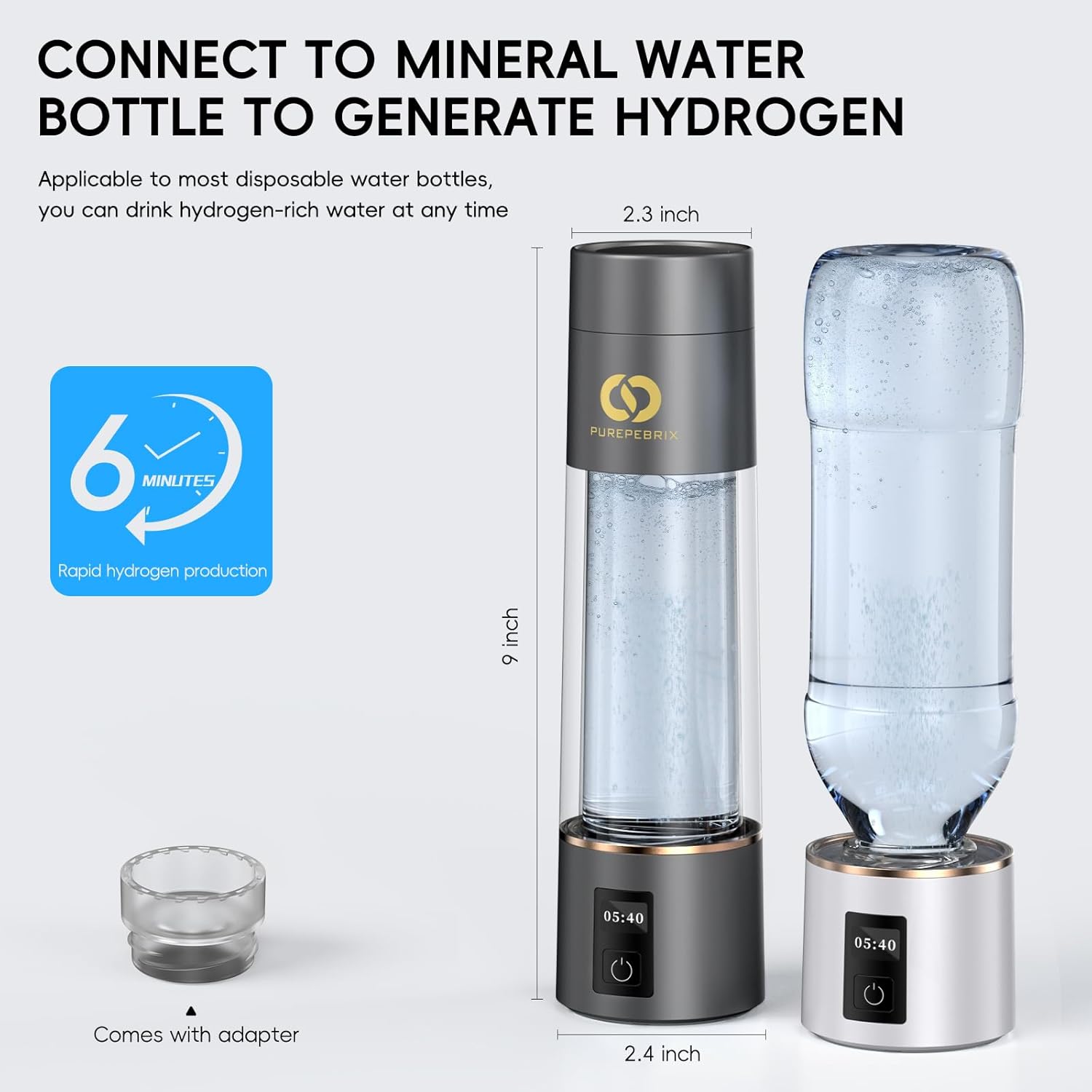 Hydrogen Water Bottle Generator 丨6360 PPB PUREPEBRIX® - PUREPEBRIX