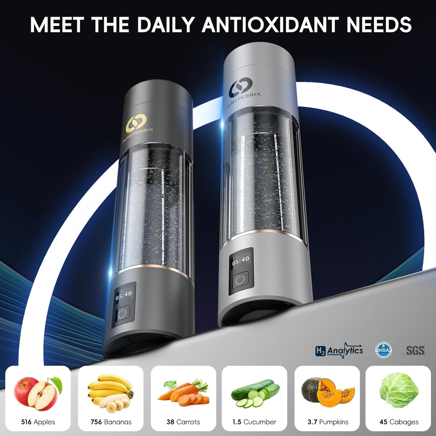 Hydrogen Water Bottle Generator 丨6360 PPB PUREPEBRIX® - PUREPEBRIX