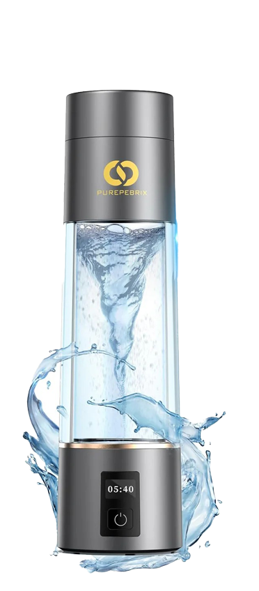 A sleek, transparent bottle with a black cap, featuring a silver glittery design and the word "ECHO" on the front, set against a dark background.