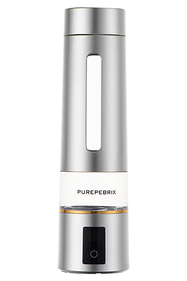 A sleek, transparent bottle with a black cap, featuring a silver glittery design and the word "ECHO" on the front, set against a dark background.