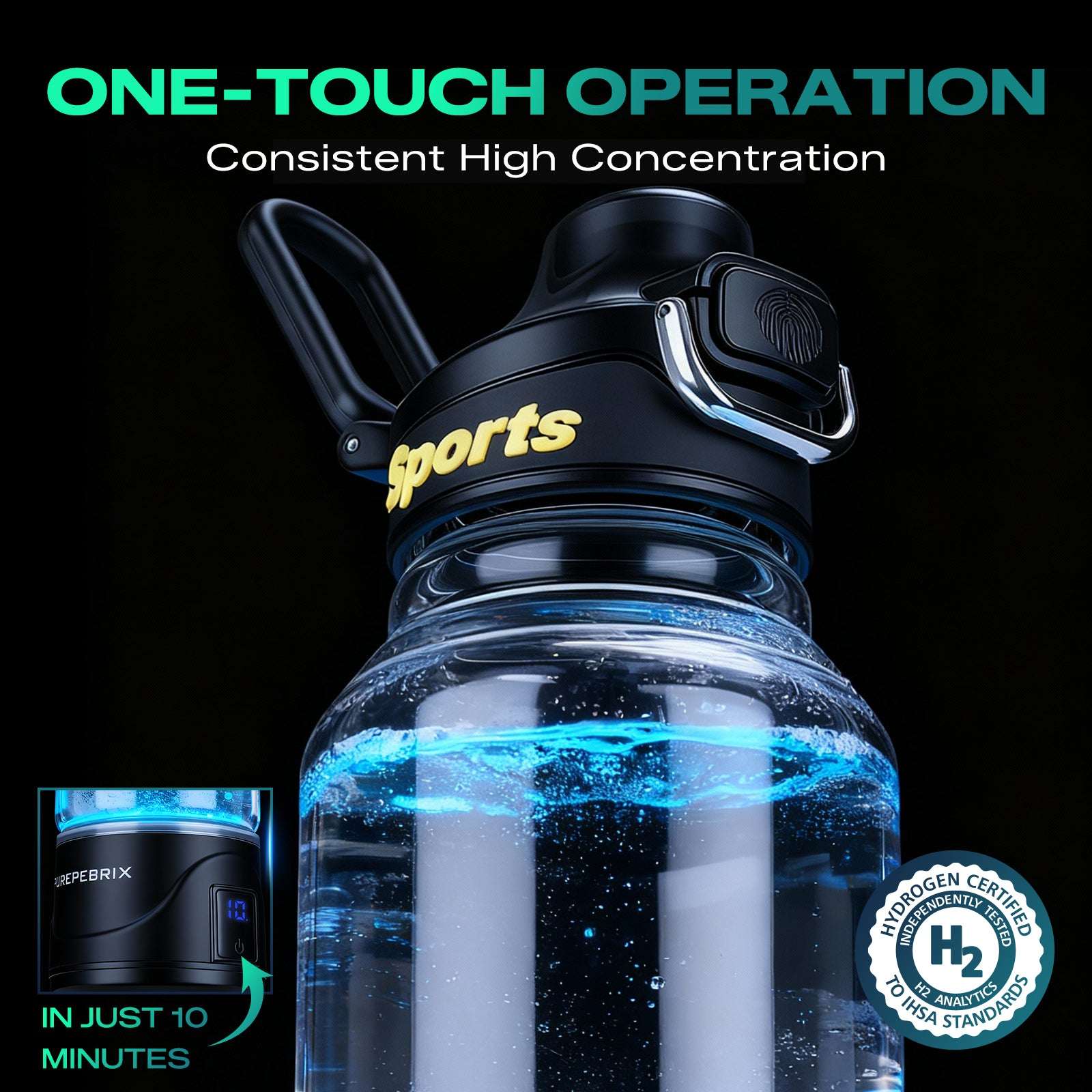 PUREPEBRIX X100 glass hydrogen water bottle for gym and workouts - lifestyle
